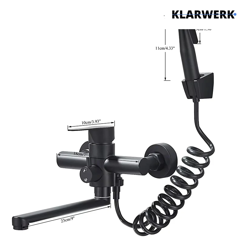 Wandarmatur mit Handbrause "Max" - Schwarz (matt)