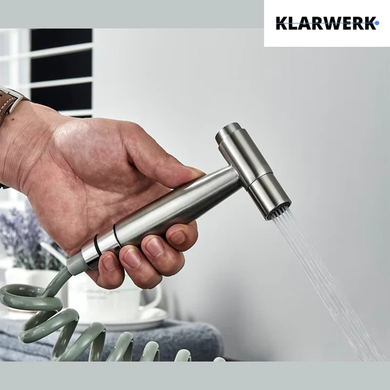Wandarmatur mit Handbrause "Max" - Silber (gebürstet)
