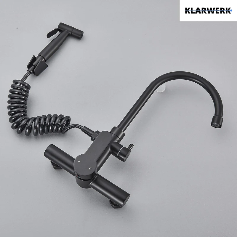 Wandarmatur mit Handbrause "Julie" - Schwarz (matt)