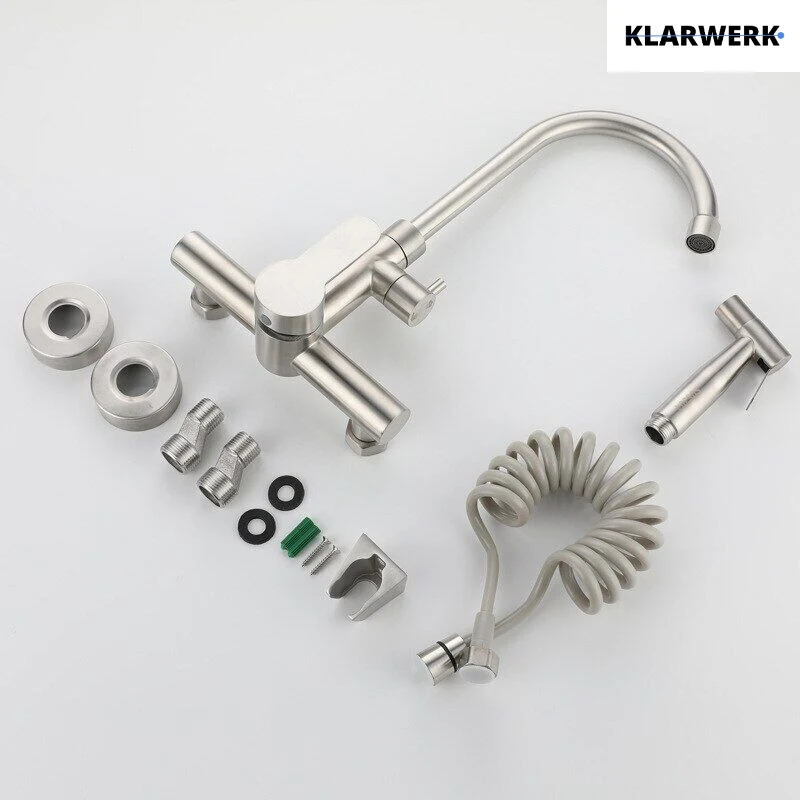Wandarmatur mit Handbrause "Julie" - Silber (gebürstet)