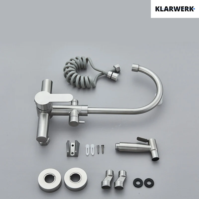 Wandarmatur mit Handbrause "Julie" - Silber (gebürstet)