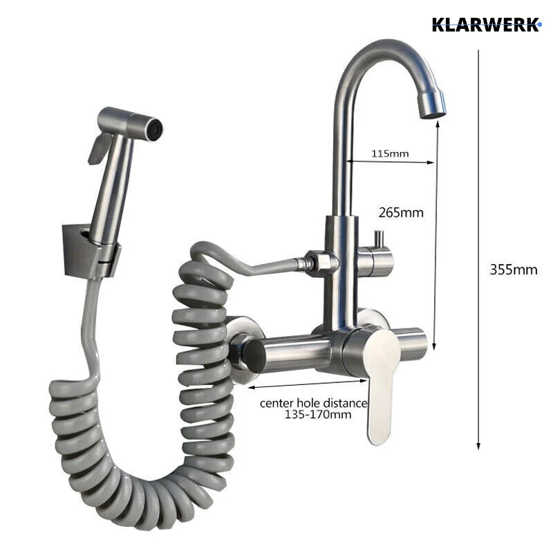 Wandarmatur mit Handbrause "Julie" - Silber (gebürstet)