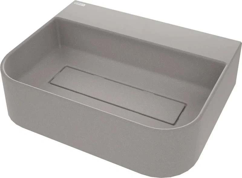 DEANTE Arnika Granit Aufsatzwaschbecken mit Armaturenbank // Grau Metallic // CQA-SU5S