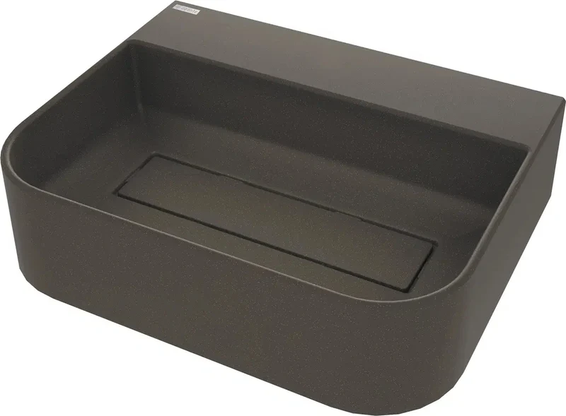 DEANTE Arnika Granit Aufsatzwaschbecken mit Armaturenbank // Anthrazit Metallic // CQA-TU5S