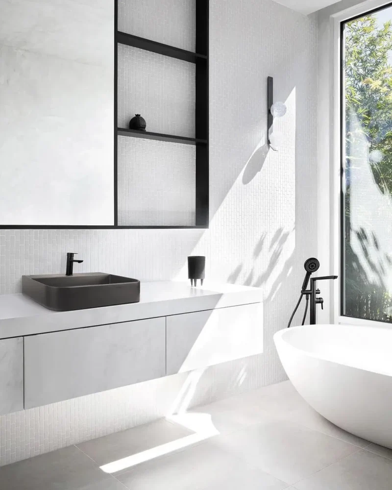 DEANTE Arnika Granit Aufsatzwaschbecken mit Armaturenbank // Anthrazit Metallic // CQA-TU5S