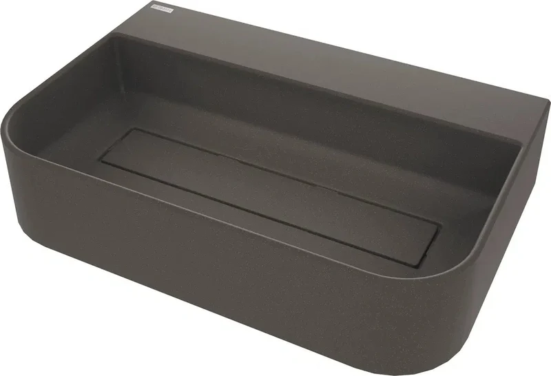DEANTE Arnika Granit Aufsatzwaschbecken mit Armaturenbank // Anthrazit Metallic // CQA-TU6S