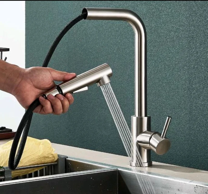 Wasserhahn Mischbatterie Küchenarmatur Hochdruck Edelstahl mit Brause