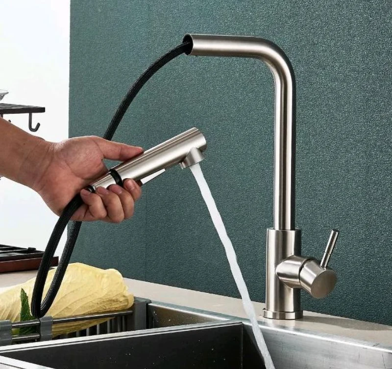 Wasserhahn Mischbatterie Küchenarmatur Hochdruck Edelstahl mit Brause
