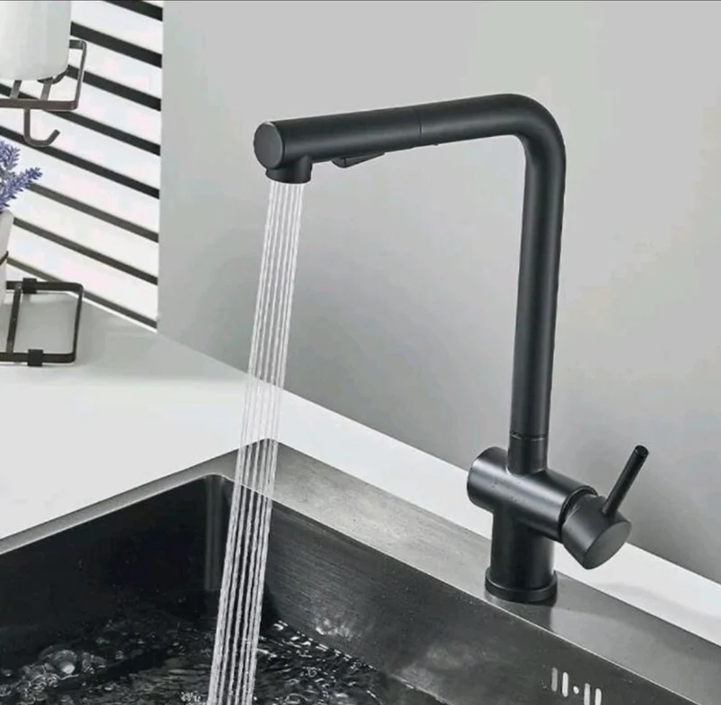 Küchenarmartur Mischbatterie Wasserhahn Brause Schwarz