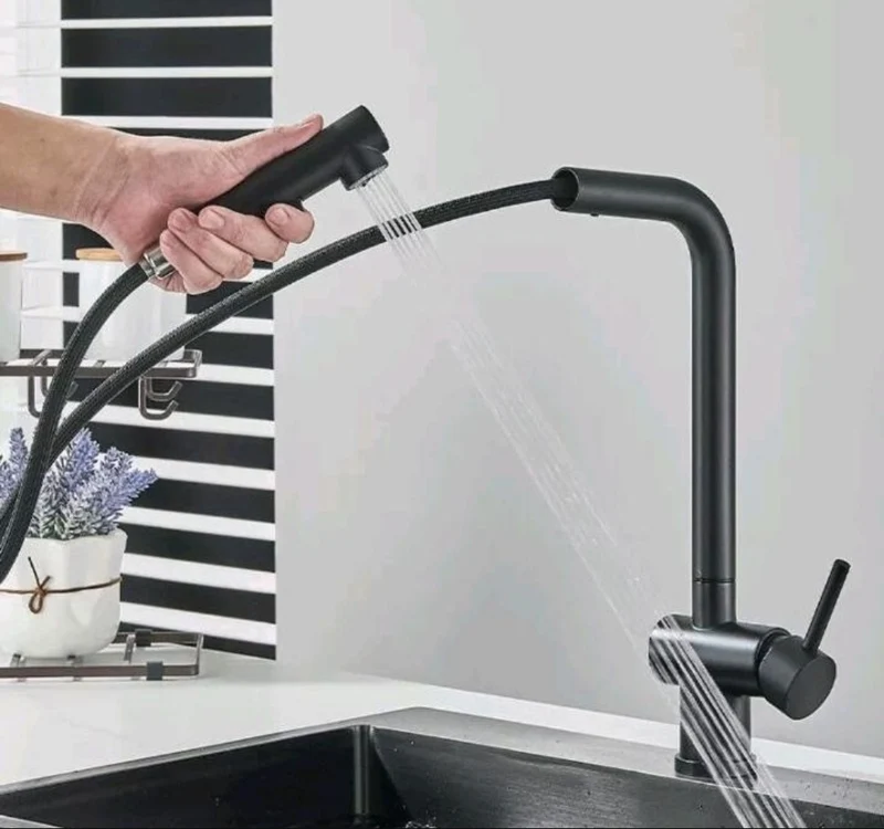 Küchenarmartur Mischbatterie Wasserhahn Brause Schwarz