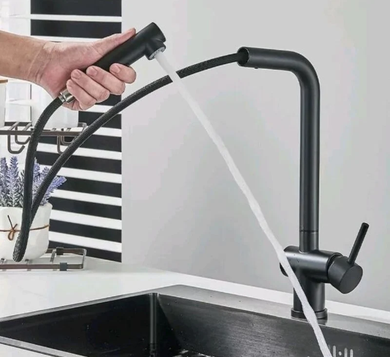 Küchenarmartur Mischbatterie Wasserhahn Brause Schwarz