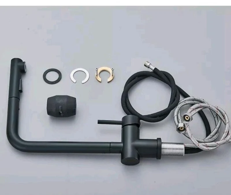 Küchenarmartur Mischbatterie Wasserhahn Brause Schwarz