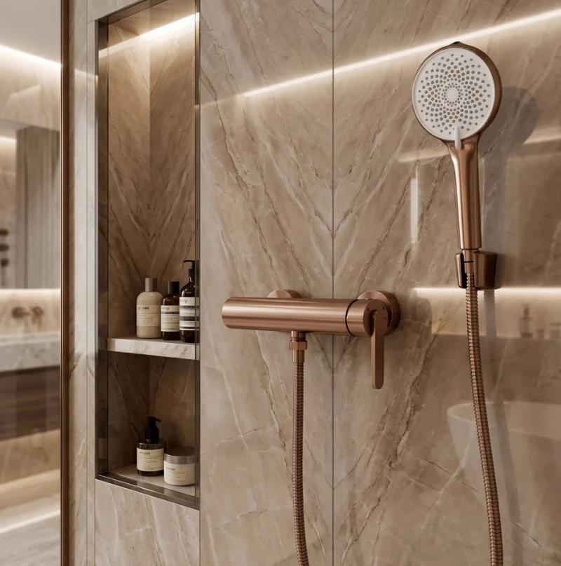 Badewannenarmatur Ontario Side Kupfer Matt mit Handbrause