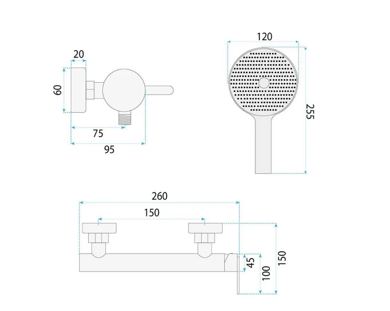 Badewannenarmatur Ontario Side Titan mit Handbrause