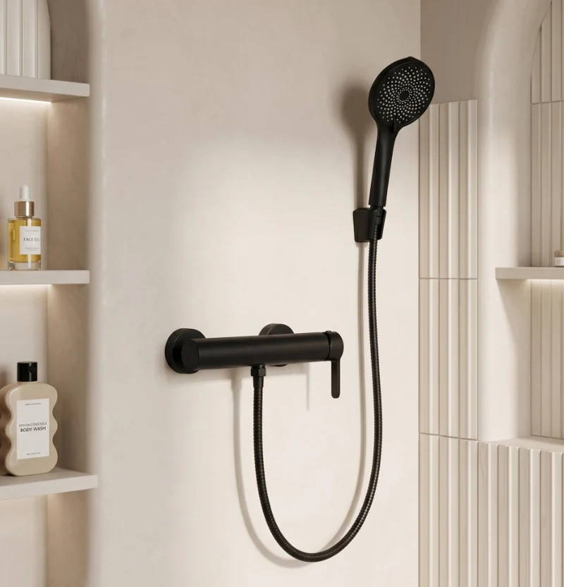 Badewannenarmatur Ontario Side Schwarz mit Handbrause