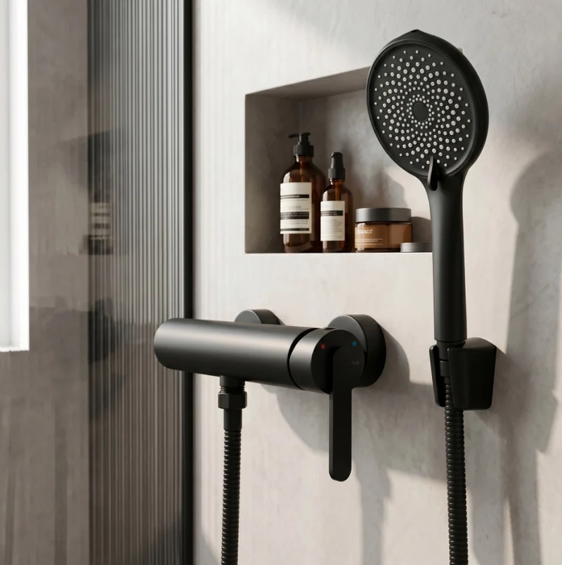 Badewannenarmatur Ontario Side Schwarz mit Handbrause