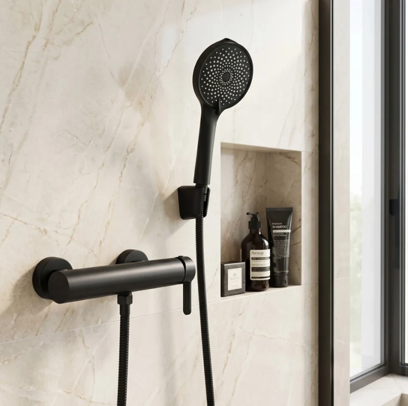 Badewannenarmatur Ontario Side Schwarz mit Handbrause