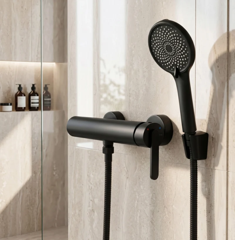Badewannenarmatur Ontario Side Schwarz mit Handbrause