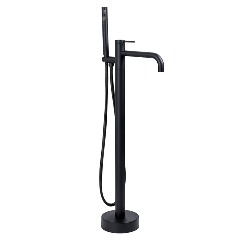 Badewannenarmatur Clif Schwarz freistehend mit Handbrause