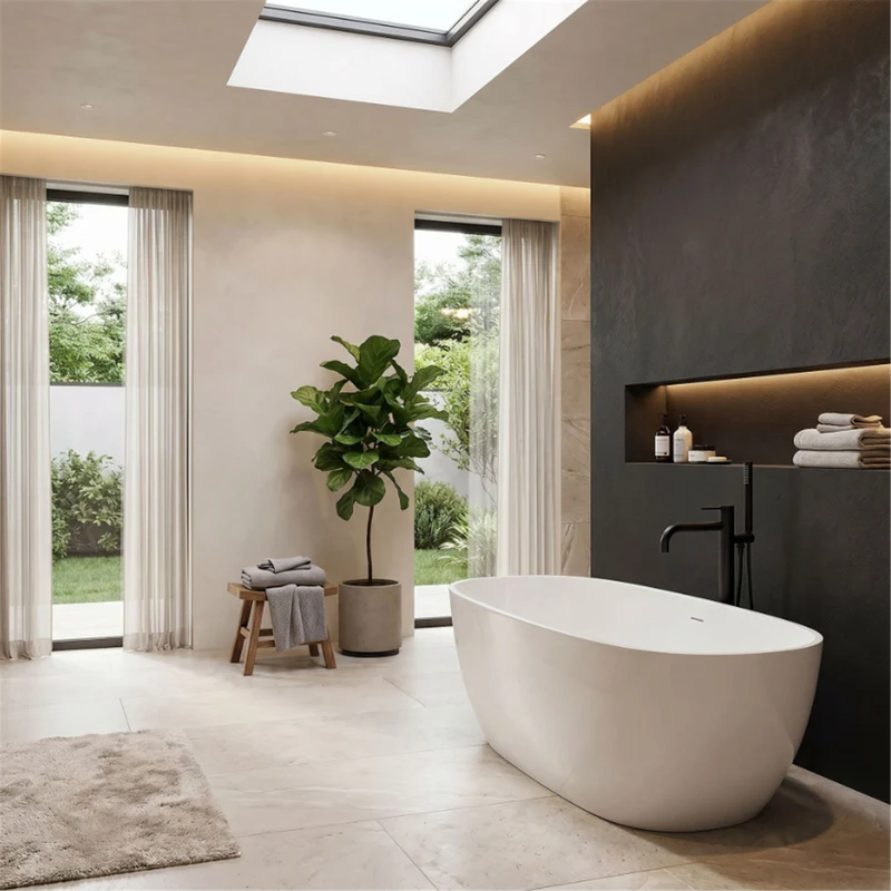 Badewannenarmatur Clif Schwarz freistehend mit Handbrause