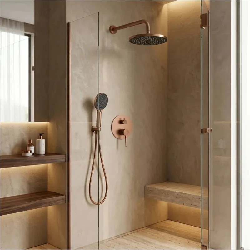 Unterputz Duschset Foster Kupfer Matt mit Regendusche und BOX