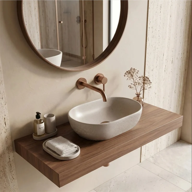 Aufsatzwaschbecken Mira Greige 38x25,5 cm