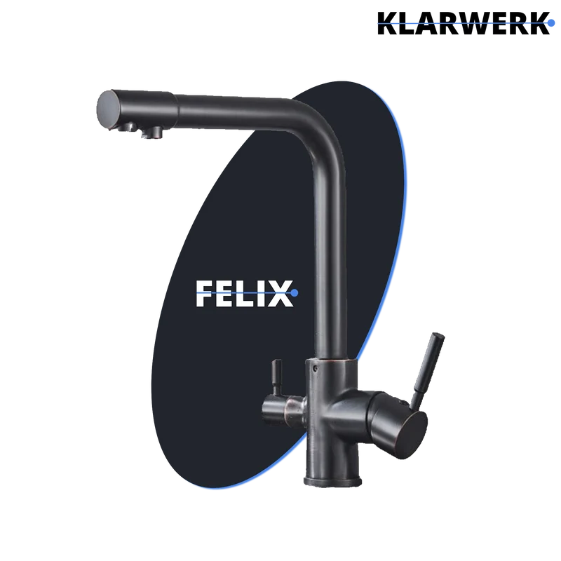 3 Wege Küchenarmatur "Felix" - Schwarz (gebürstet)
