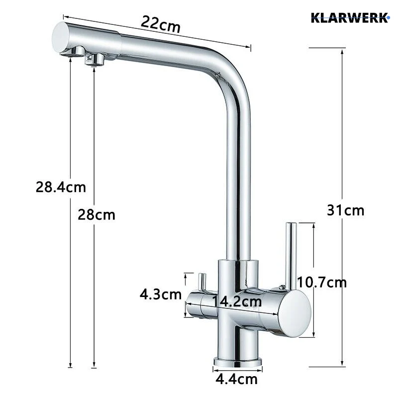 3 Wege Küchenarmatur "Felix" - Chrom (glänzend)