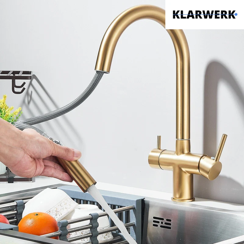 Ausziehbare 3 Wege Küchenarmatur "Jana" - Gold