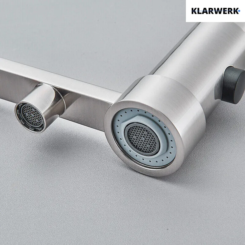 Flex 3-Wege Küchenarmatur "Bernd" mit Feder - Silber gebürstet matt