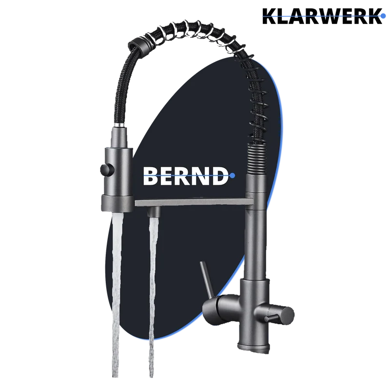 Flex 3-Wege Küchenarmatur "Bernd" mit Feder - Titangrau