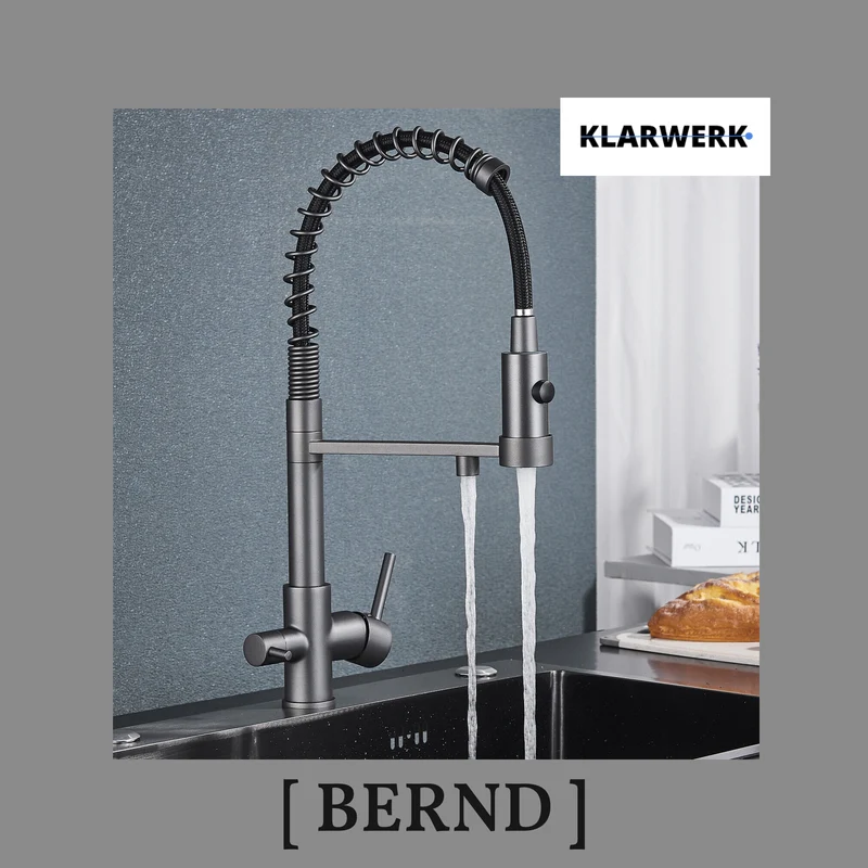 Flex 3-Wege Küchenarmatur "Bernd" mit Feder - Titangrau