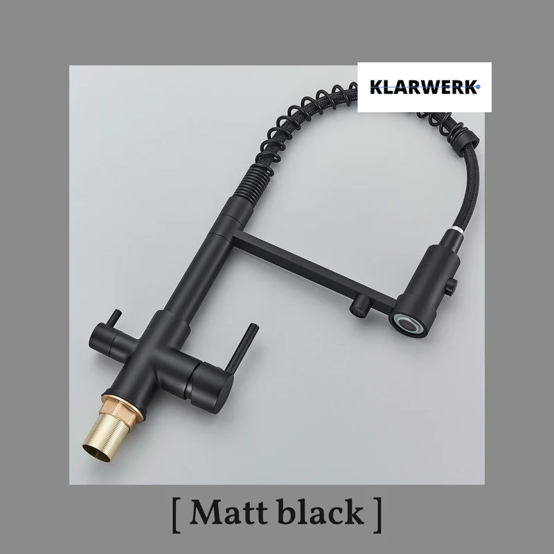 Flex 3-Wege Küchenarmatur "Bernd" mit Feder - Schwarz matt