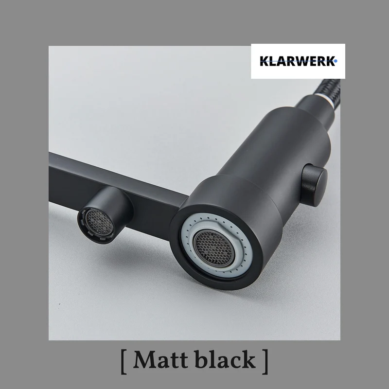 Flex 3-Wege Küchenarmatur "Bernd" mit Feder - Schwarz matt
