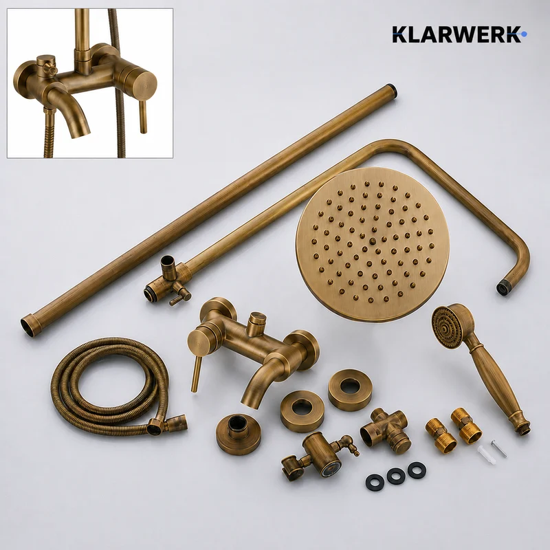 Regendusche Duscharmatur Set "Jana" - Vintage Messing