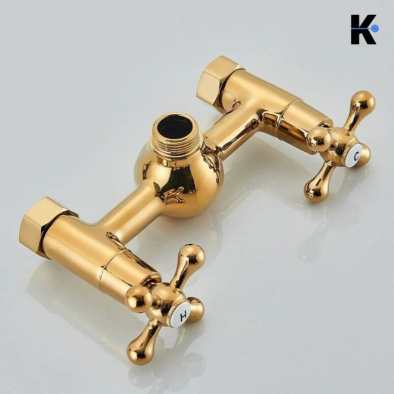 Vintage Duscharmatur Set "Nala" - Gold glänzend