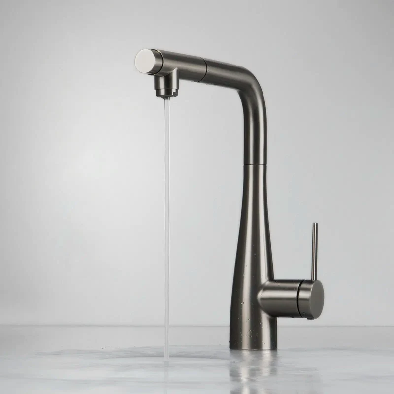 DEANTE Eridan Küchenarmatur mit Anschluss für Wasserfilter und ausziehbarer Auslaufbrause // Titanium // BRE-D75M