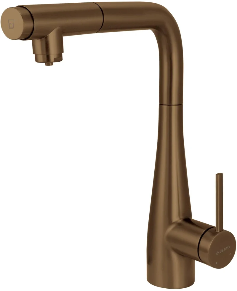 DEANTE Eridan Küchenarmatur mit Anschluss für Wasserfilter und ausziehbarer Auslaufbrause // gebürstete Bronze // BRE-C75M