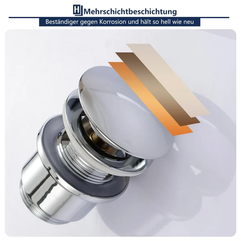 Homelody Badarmatur mit Röhrensifon Siphon, Wasserhahn Bad Armatur hoch 360° drehbar, 1-1/4 Siphon für Waschbecken höhenverstellbar
