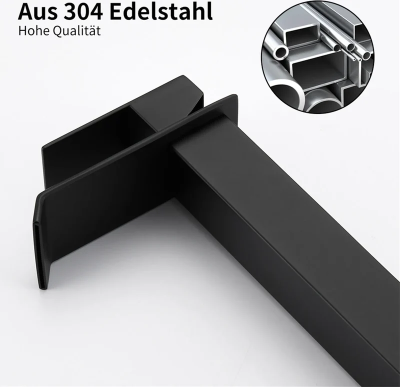 Homelody Wasserhahn Bad Wasserfall Badarmaturen Schwarz Hoch Einhandmischer Mischbatterie mit Ablaufgarnitur 1 1/4 Zoll Messing Ventil Ablauf