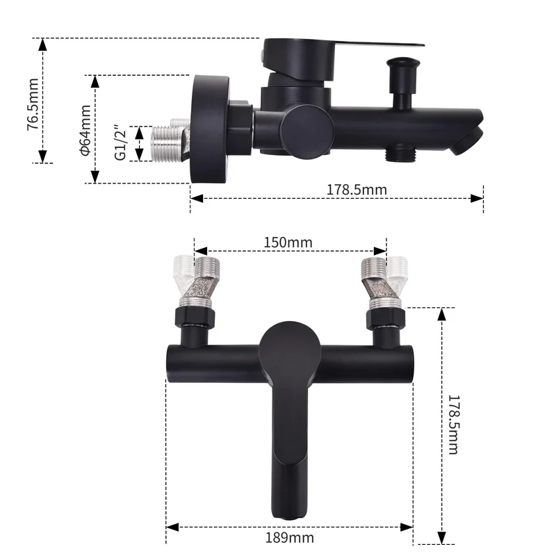 Homelody Duschsystem mit Badewannenarmatur Schwarz Regendusche 30 cm Regendusche Quadratische, 5 Funktionen Handbrause