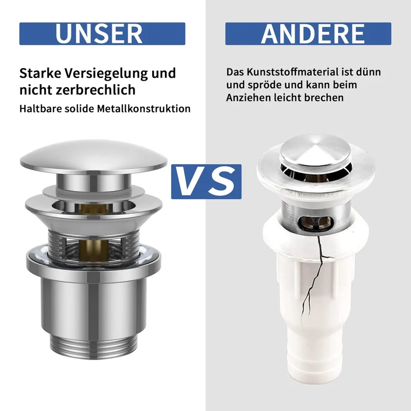 Homelody Wasserhahn Bad+ Chrom Universal Ablaufgarnitur Pop-Up Ventil 1 1/4 Zoll Waschtischarmatur Mischbatterie Hoch mit 360° Drehbar Auslauf SUS304