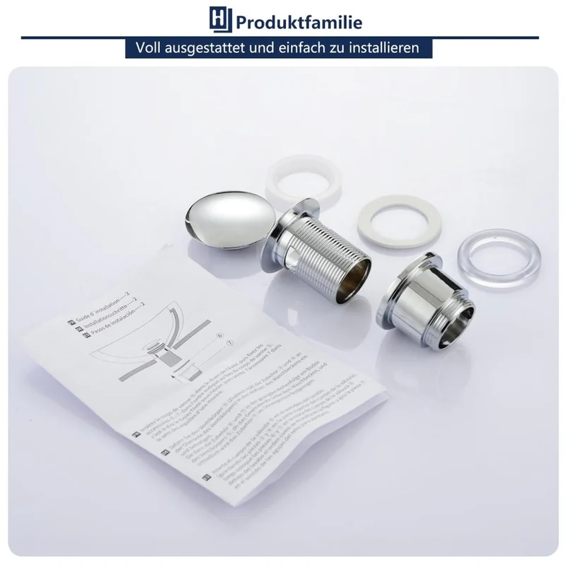 Homelody Wasserhahn Bad+ Chrom Universal Ablaufgarnitur Pop-Up Ventil 1 1/4 Zoll Waschtischarmatur Mischbatterie Hoch mit 360° Drehbar Auslauf SUS304