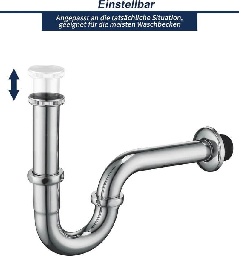 Homelody Bad Chrom Einhebelmischer Badezimmer Waschtischarmatur Mischbatterie mit Universal Röhrengeruchverschluss Siphon für Waschbecken Waschtisch