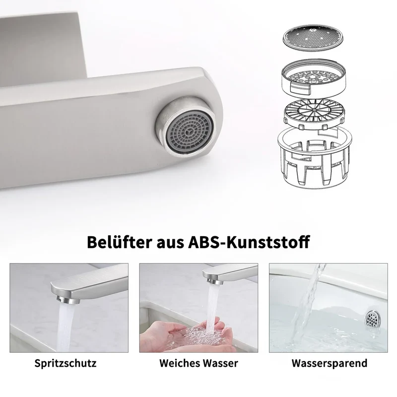Homelody Wasserhahn Bad Gebürstet+Universal Ablaufgarnitur Pop-Up Ventil 1 1/4 Zoll Chrom, Einhandmischer Gäste WC Waschtischarmatur Mischbatterie