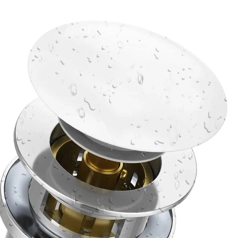 Homelody Wasserhahn Bad mit Universal Ablaufgarnitur Armatur Mischbatterie Waschbeckenarmatur mit Weiß Pop-Up Ventil Messing Überlauf Abflussgarnitur