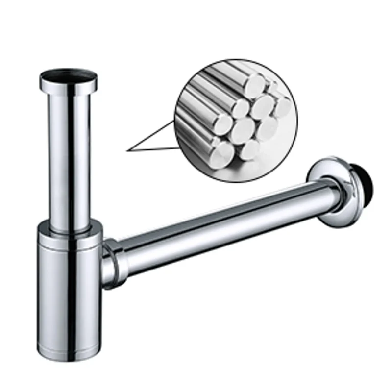 Siphon Pop Up Ablaufgarnitur mit Überlauf Universal Röhrensiphon Set für Waschbecken Waschtisch Bad Geruchsverschluss Stöpsel Abfluss Garnitur Chrom