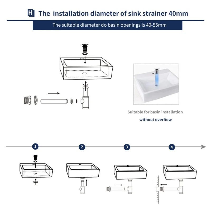 Siphon Pop Up Ablaufgarnitur mit Überlauf Universal Röhrensiphon Set für Waschbecken Waschtisch Bad Geruchsverschluss Stöpsel Abfluss Garnitur Chrom