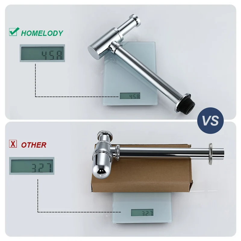 Siphon Pop Up Ablaufgarnitur mit Überlauf Universal Röhrensiphon Set für Waschbecken Waschtisch Bad Geruchsverschluss Stöpsel Abfluss Garnitur Chrom