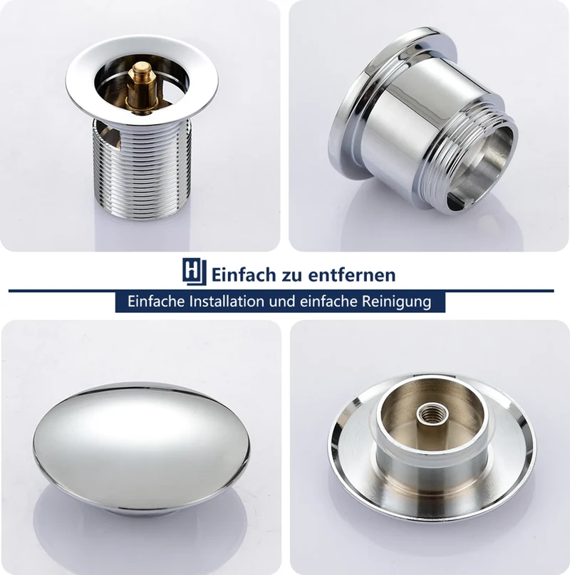 Siphon Pop Up Ablaufgarnitur mit Überlauf Universal Röhrensiphon Set für Waschbecken Waschtisch Bad Geruchsverschluss Stöpsel Abfluss Garnitur Chrom